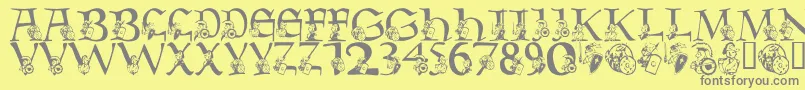 LmsWarriorMascot-fontti – harmaat kirjasimet keltaisella taustalla
