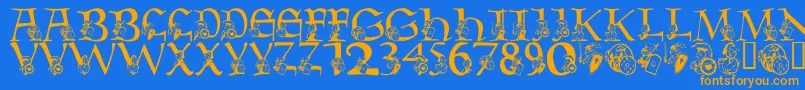 LmsWarriorMascot Font – Orange Fonts on Blue Background