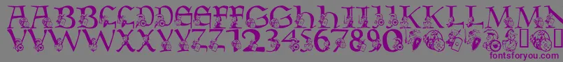 フォントLmsWarriorMascot – 紫色のフォント、灰色の背景