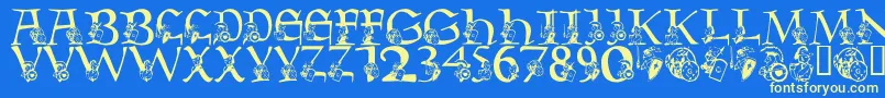 LmsWarriorMascot Font – Yellow Fonts on Blue Background