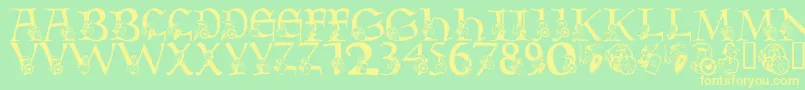 LmsWarriorMascot-fontti – keltaiset fontit vihreällä taustalla
