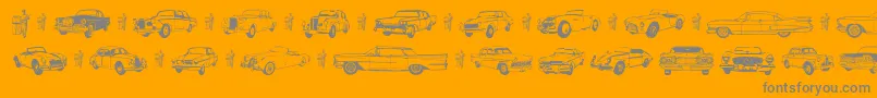 フォントOldcar – オレンジの背景に灰色の文字