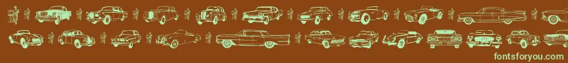 Oldcar Font – Green Fonts on Brown Background