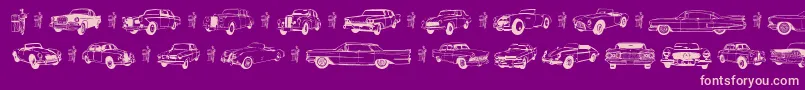 フォントOldcar – 紫の背景にピンクのフォント