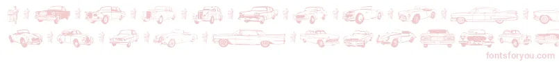 Oldcar-Schriftart – Rosa Schriften auf weißem Hintergrund