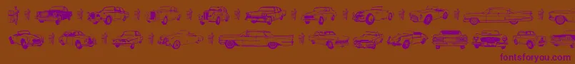 フォントOldcar – 紫色のフォント、茶色の背景