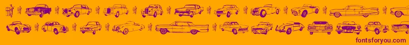 Oldcar Font – Purple Fonts on Orange Background