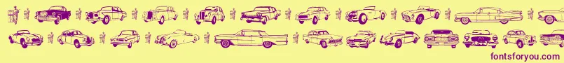 Czcionka Oldcar – fioletowe czcionki na żółtym tle