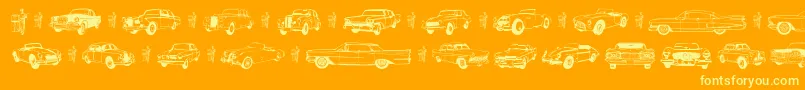 Czcionka Oldcar – żółte czcionki na pomarańczowym tle
