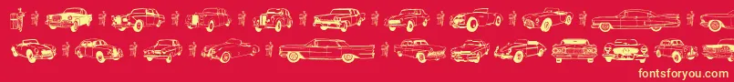 Oldcar Font – Yellow Fonts on Red Background