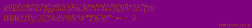 Weitere Informationen zur SfGothicanBoldOblique-Schriftart SfGothicanBoldOblique-Schriftart – Braune Schriften auf violettem Hintergrund