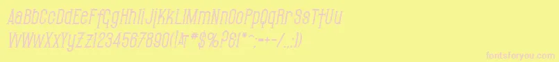 SfGothicanBoldOblique-fontti – vaaleanpunaiset fontit keltaisella taustalla