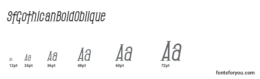 SfGothicanBoldOblique Font Sizes