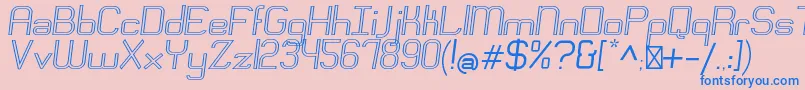 EngadiRegularoutlineoblique-Schriftart – Blaue Schriften auf rosa Hintergrund