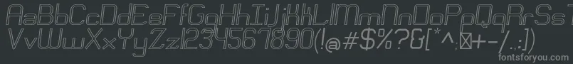 フォントEngadiRegularoutlineoblique – 黒い背景に灰色の文字