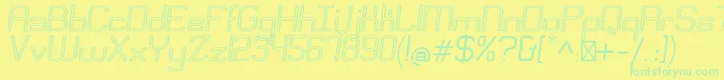 EngadiRegularoutlineoblique-fontti – vihreät fontit keltaisella taustalla