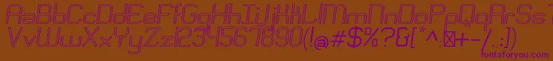 EngadiRegularoutlineoblique-Schriftart – Violette Schriften auf braunem Hintergrund