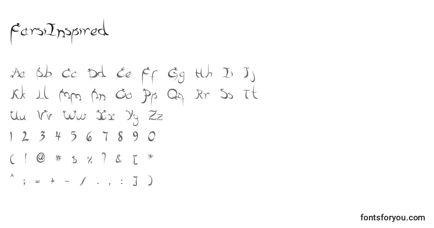Шрифт FarsiInspired – алфавит, цифры, специальные символы