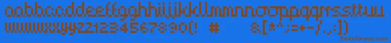 フォントHandy00 – 茶色の文字が青い背景にあります。
