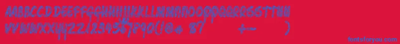 Pawnshoppretty-Schriftart – Blaue Schriften auf rotem Hintergrund