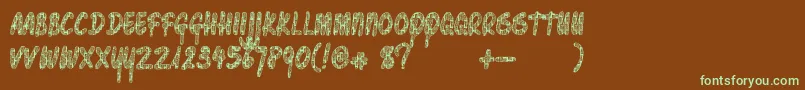 Pawnshoppretty-Schriftart – Grüne Schriften auf braunem Hintergrund