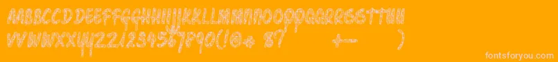 Pawnshoppretty-Schriftart – Rosa Schriften auf orangefarbenem Hintergrund