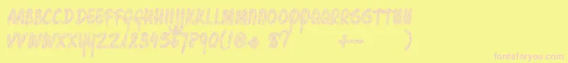Pawnshoppretty-fontti – vaaleanpunaiset fontit keltaisella taustalla
