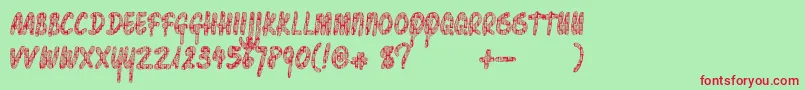 Pawnshoppretty-Schriftart – Rote Schriften auf grünem Hintergrund
