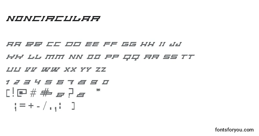 Czcionka NonCircular – alfabet, cyfry, specjalne znaki