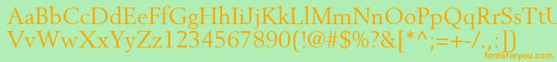 フォントCortexSsi – オレンジの文字が緑の背景にあります。