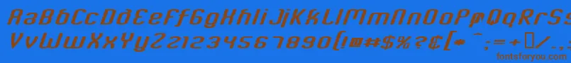 フォントCriminalItalic – 茶色の文字が青い背景にあります。