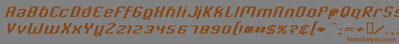 フォントCriminalItalic – 茶色の文字が灰色の背景にあります。