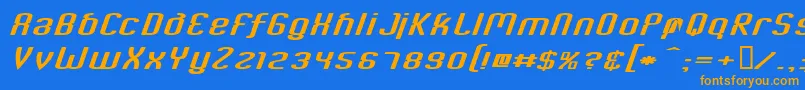 フォントCriminalItalic – オレンジ色の文字が青い背景にあります。