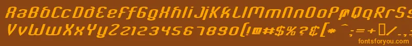 フォントCriminalItalic – オレンジ色の文字が茶色の背景にあります。