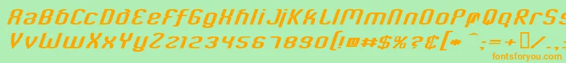 フォントCriminalItalic – オレンジの文字が緑の背景にあります。