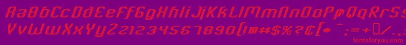 フォントCriminalItalic – 紫の背景に赤い文字