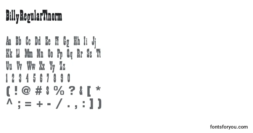 Шрифт BillyRegularTtnorm – алфавит, цифры, специальные символы