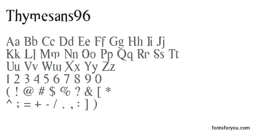 Thymesans96-fontti – aakkoset, numerot, erikoismerkit