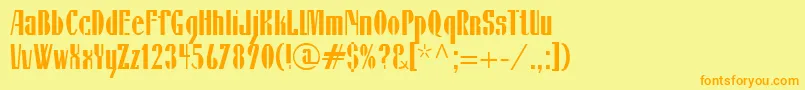 フォントIsildaLtRegular – オレンジの文字が黄色の背景にあります。