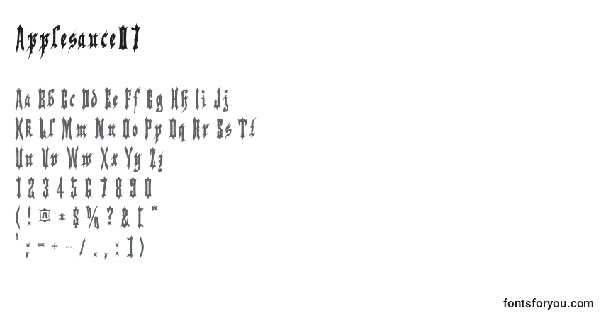 A fonte Applesauce07 – alfabeto, números, caracteres especiais