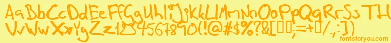 Inhishan Font – Orange Fonts on Yellow Background