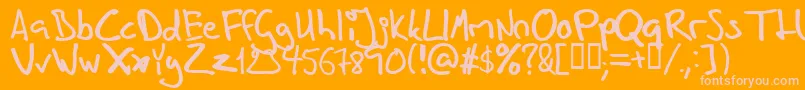 Inhishan-fontti – vaaleanpunaiset fontit oranssilla taustalla