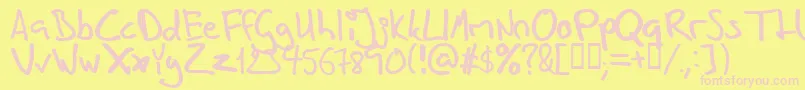 Inhishan-fontti – vaaleanpunaiset fontit keltaisella taustalla