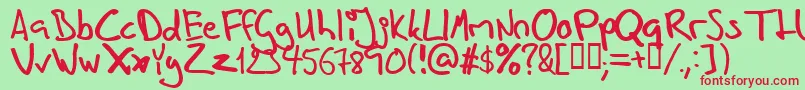 Inhishan-fontti – punaiset fontit vihreällä taustalla
