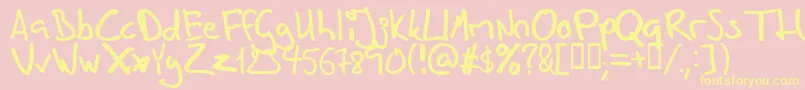 Inhishan Font – Yellow Fonts on Pink Background
