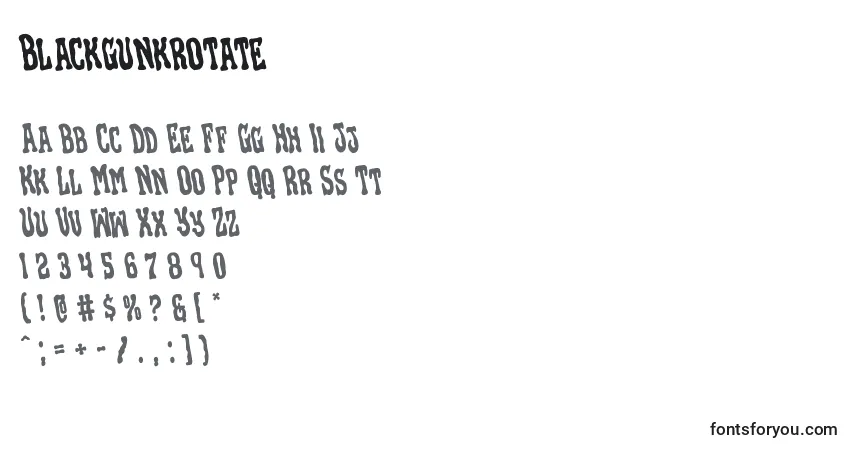 Blackgunkrotate-fontti – aakkoset, numerot, erikoismerkit