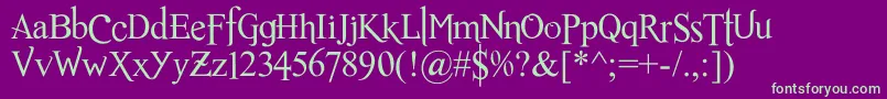 RomanceFatalSerifStd Font – Green Fonts on Purple Background