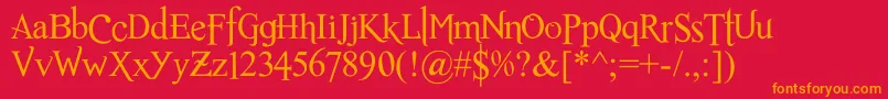 RomanceFatalSerifStd Font – Orange Fonts on Red Background