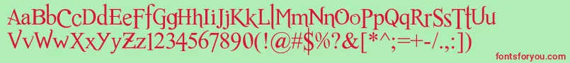 RomanceFatalSerifStd Font – Red Fonts on Green Background