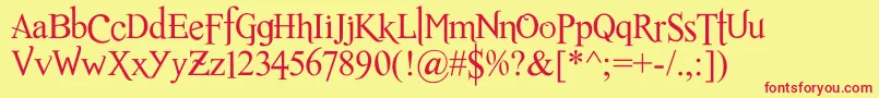 RomanceFatalSerifStd Font – Red Fonts on Yellow Background